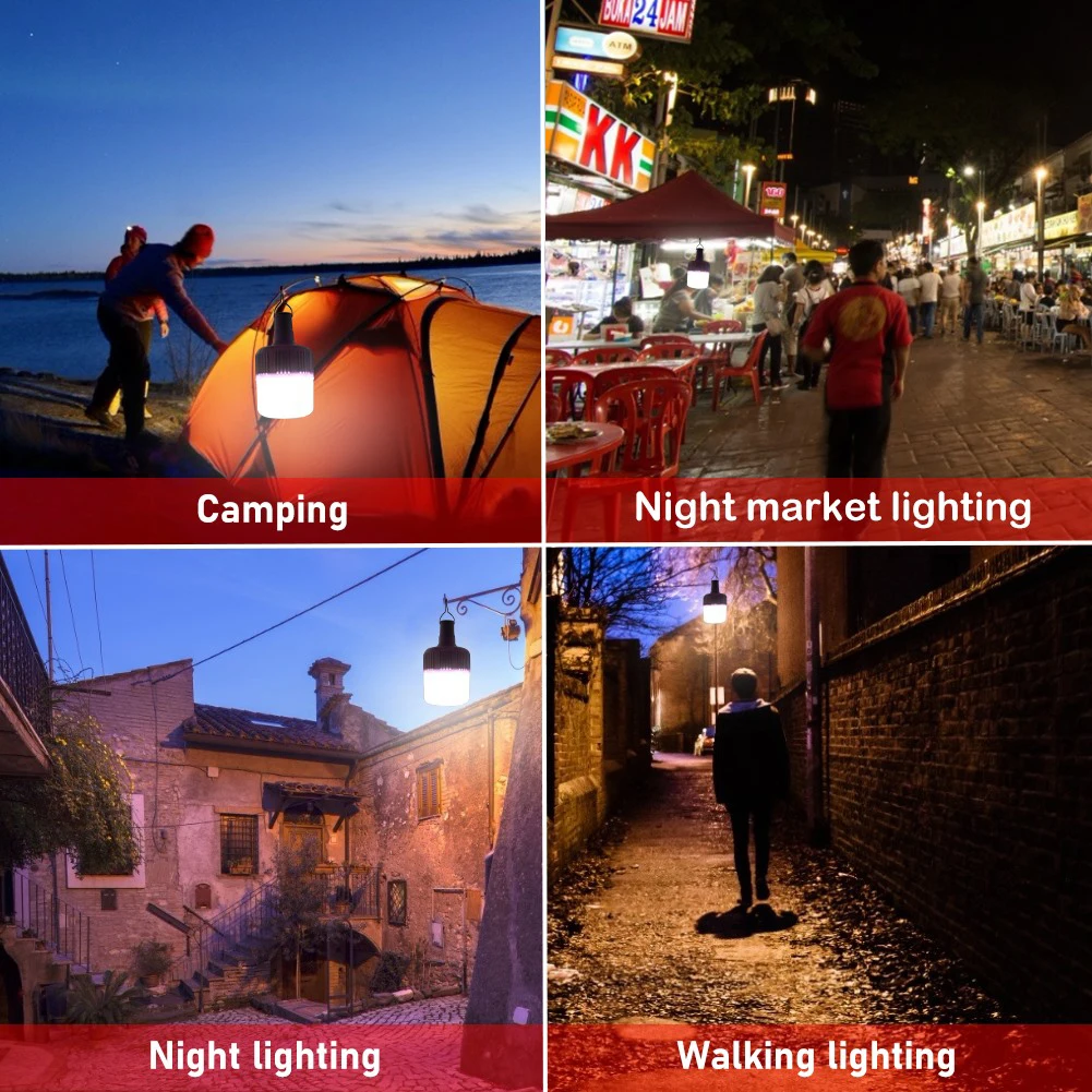 solar bulb Portable LED Light Bulb Solar Remote control  Rechargeable Emergency Light Bulb Hook Night Light Outdoor Camping Fishing bright solar lights