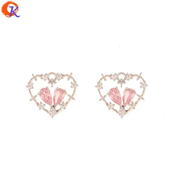 

Cordial Design 20Pcs 12*14MM Jewelry Accessories/DIY Making/CZ Heart Charms/Genuine Platinum Plating/Hand Made/Earring Findings