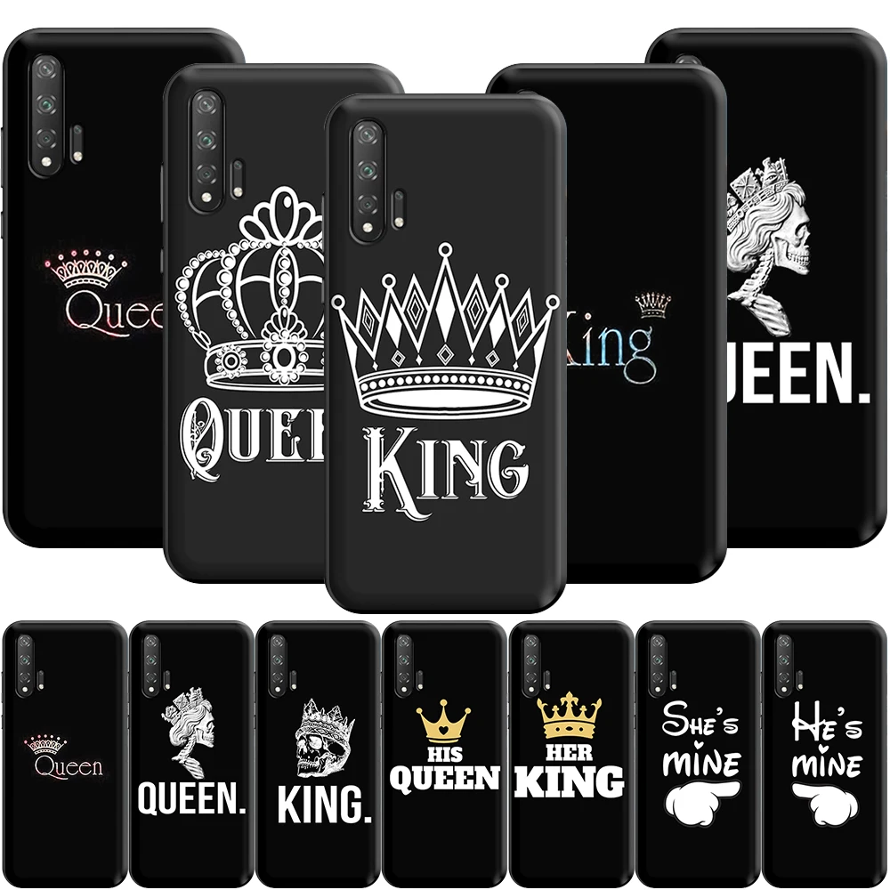 Силиконовый чехол King Queen для влюбленных пар Huawei Honor V30 30 8 8A 8X 8C 9 9X 10 Note View 20 20S Pro