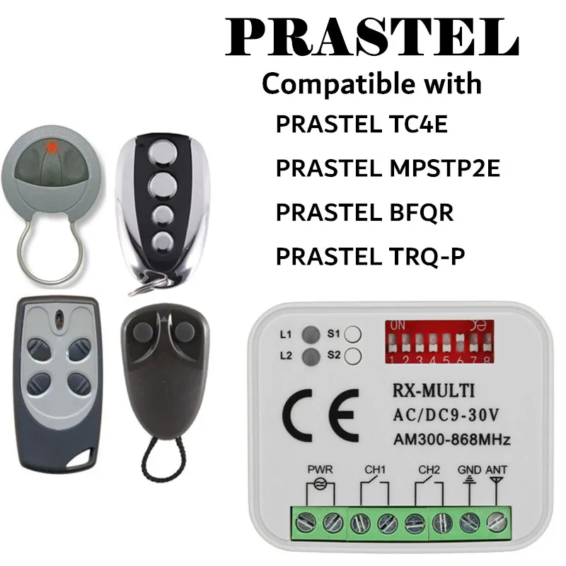 PRASTEL TC4E garage door 433mhz remote control rolling code PRASTEL MPSTP2E handheld transmitter command door opener receiver