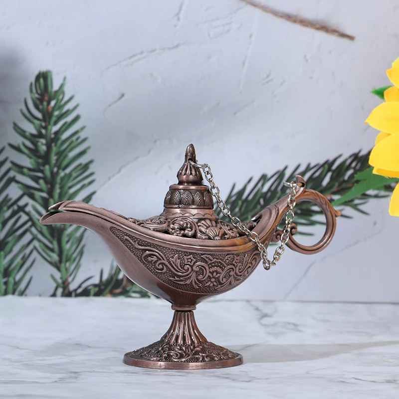 Brass Aladdin Lamp Antique Genie Oil Lamp Home Decoration مصباح علاء الدين