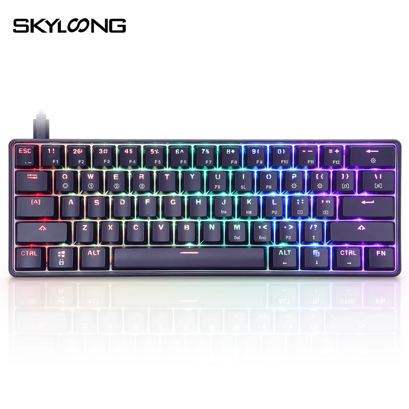

SKYLOONG GK61 SK61 Mechanical Gaming Keyboard 61 Keys Multi Color RGB Illuminated LED Backlit Wired Programmable For PC/Mac/Win