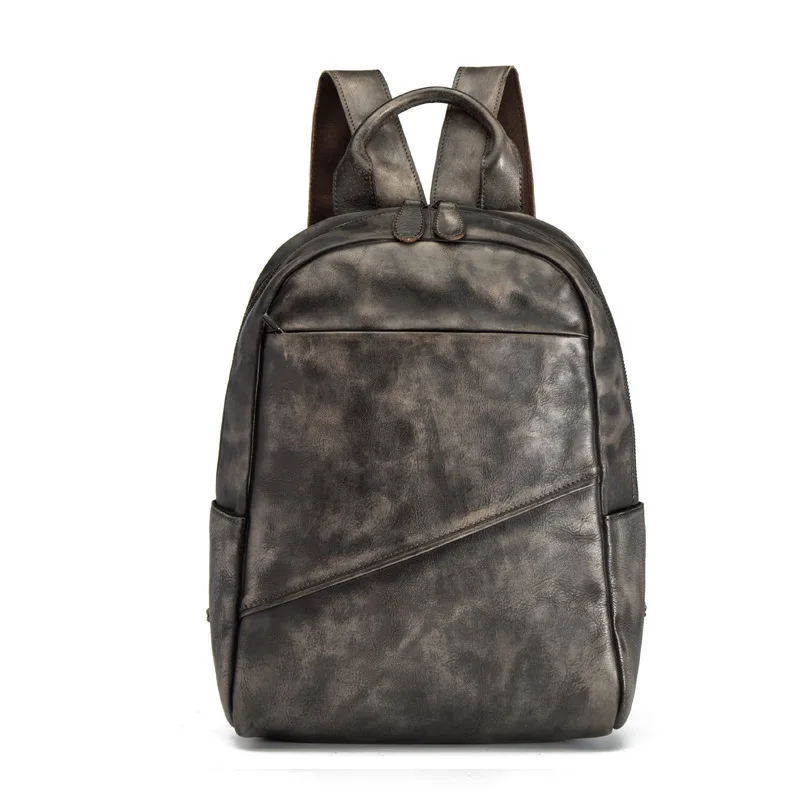 

Ougger Large Vintage Men's Leather Travel Bag Luxury Backpack Gray Genuine Leather New Arrival High Quality Outdoor Bags