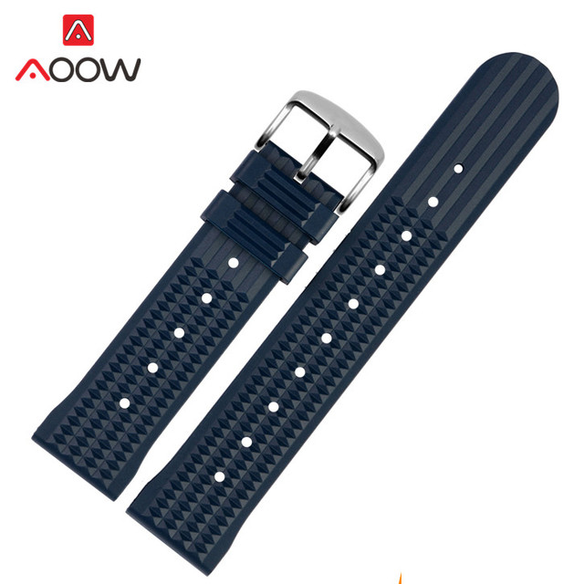 22mm Silicone Sport Strap Diving Waterproof Watchband Men Rubber Replacement Bracelet Watch Band for Seiko 007 Green Blue