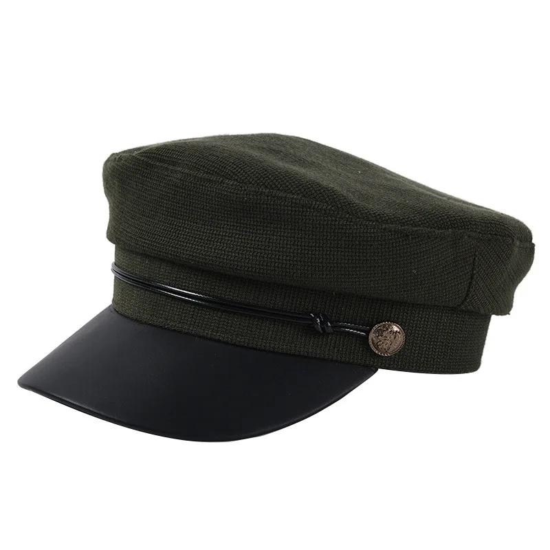 BUTTERMERE, женская кепка Newsboy, Британская, винтажная, кепка Baker Boy, хлопковая, кожаная, в стиле пэчворк, для женщин, мужчин, осень, зима, новая армейская Кепка - Цвет: army green