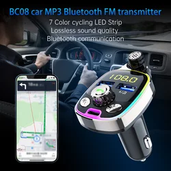 Transmisor FM con Bluetooth 5,0 para coche, adaptador de Radio FM, reproductor MP3, manos libres, soporte TF, unidad USB, Cargador rápido