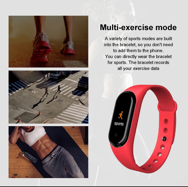 2022 Measurable Body Temperature M4Pro Smart Band Sport Wristband Fitness Blood Pressure Bluetooth Smart Watch Fit Men Women Kid