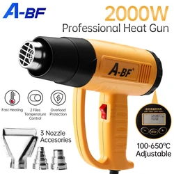 A BF pistola de ar quente 2000w lcd pistolas de calor elétrico secador de cabelo secador de calor ajustável para soldar, encolhendo pvc, descascando tinta