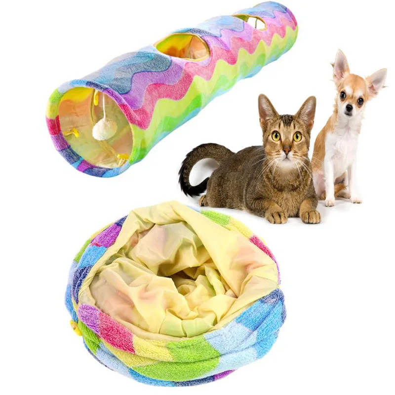 Foldable Rainbow Cat Tunnel Toys Collapsible Pet Play Multicolor Tunnel Tube Toy for Cats Puppy Kitty Cat toy