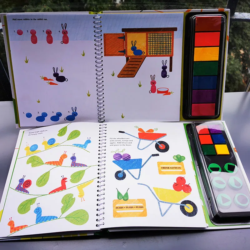 Детские книги с отпечатками пальцев и резиновыми штампами, чернильный коврик для детей, рисованная книга для детей, садовая игрушка для детского сада, сделай сам, игрушка для рукоделия