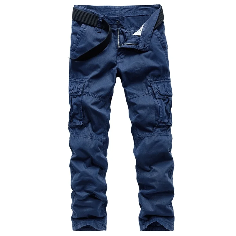 Мужские брюки карго Новое поступление повседневные мужские хлопковые брюки со множеством карманов мужские брендовые длинные штаны Военные высокого качества армейский Стиль F36 - Цвет: Синий