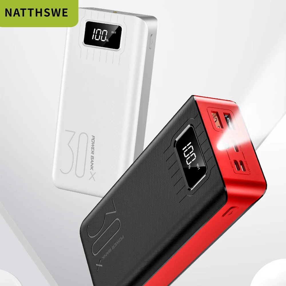  NATTHSWE Power Bank Portable 30000 MAh for All Xiaomi Smart Phone Battery Powerbank Fast Charging E