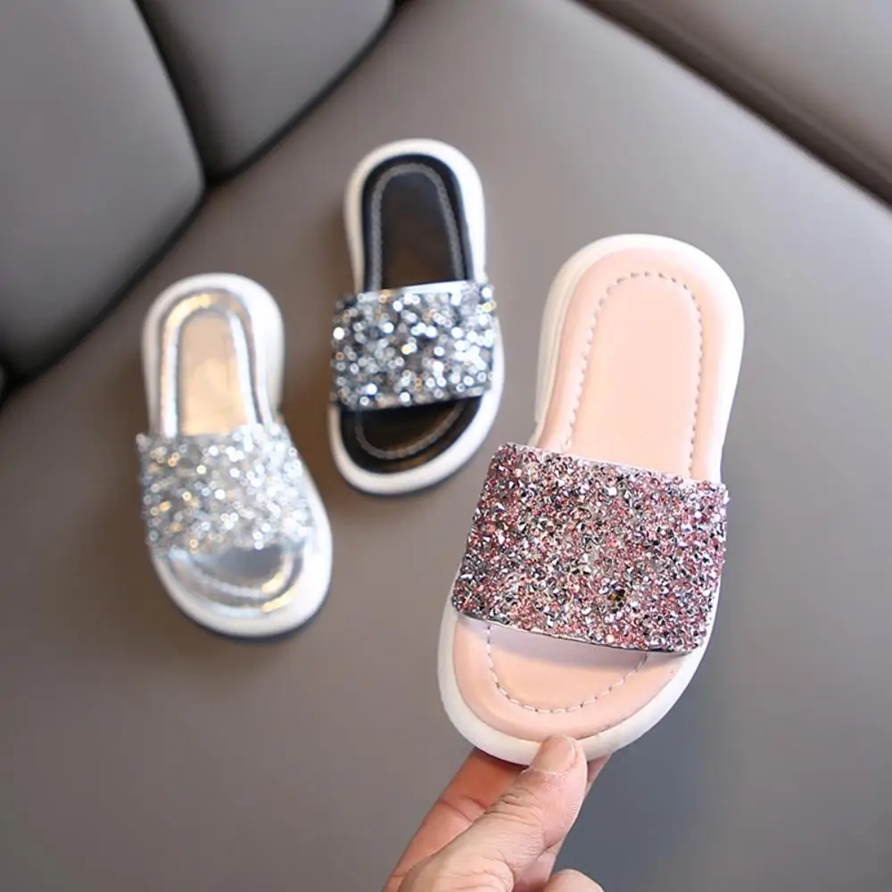 

Summer Baby Girls Cute Leather Crib Slippers Infant Children Anti-slip Solid Flat with Shoes Sandals