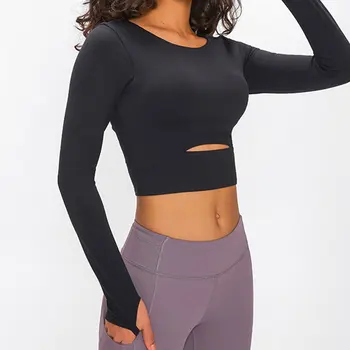

YINLAN-B39 Women's Sports Long Sleeve T-shirt Sports Bra Outdoor Running Slim Yoga Top New Fall with Bra 2020