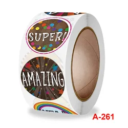 1inch-500 Pieces / Roll of Kids Reward Stickers Well Done Excellent Thank You Sticker for Classroom Teacher Cute Face Decoration
