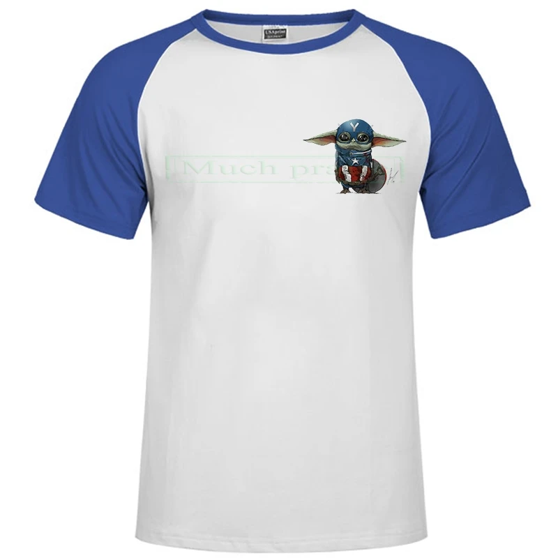 Raglan blue 259 Г. Йода, Футболка мужская, Звездные войны, мандалор, футболка унисекс, Покемон, мультфильм, ребенок, йода, милая Футболка Harajuku, хип-хоп, уличная одежда, тренажерный зал - Цвет: Raglan blue 259