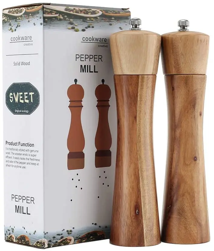 Wooden Salt and Pepper Grinder Set, Acacia Wood Salt and Pepper Grinders  Refillable,Pepper Mill with Adjustable Coarseness,Salt and Pepper Grinders  Shaker Table - China Wooden Salt Grinder and Wooden Pepper Grinder price