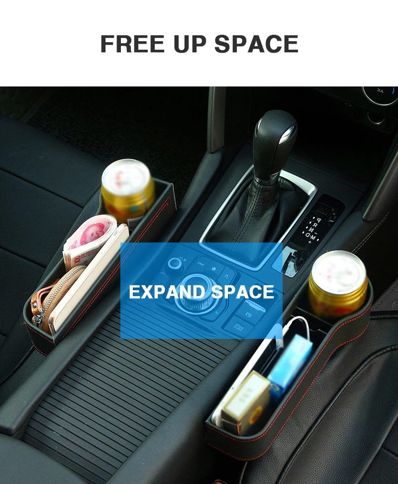 Car Organizer Seat Gap Storage Box PU Case Pocket Car Seat Side Slit for Wallet Phone Coins Cigarette Keys Cards For Universal