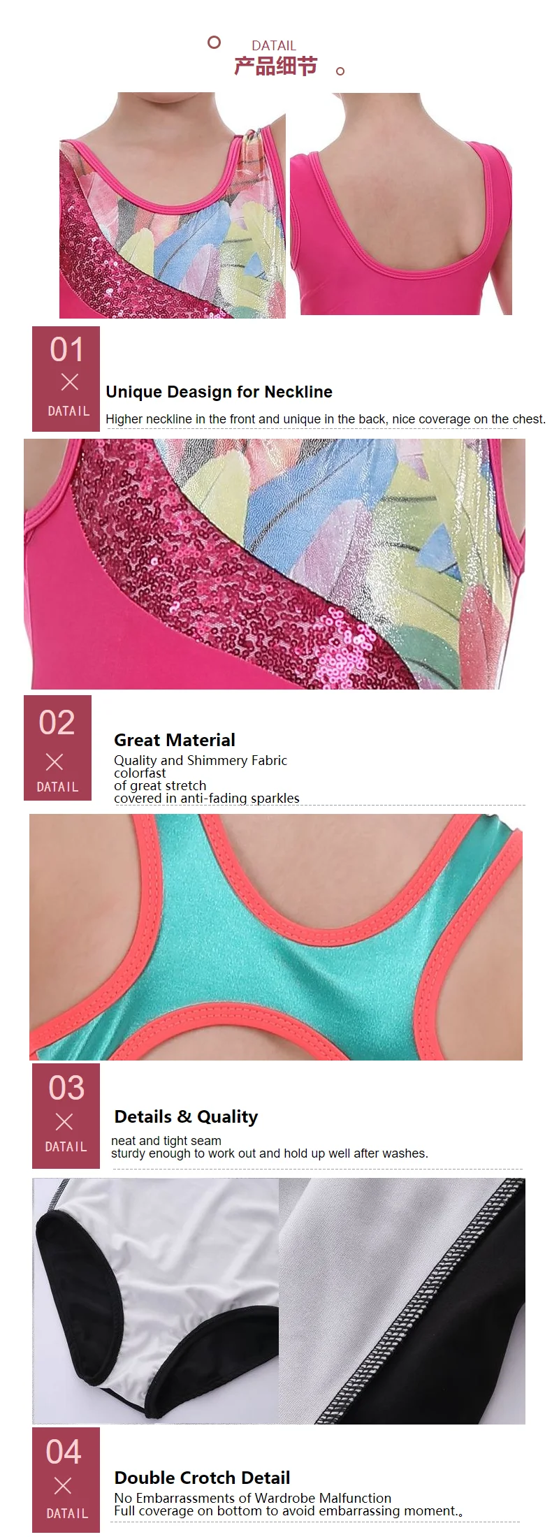 Girls Sequin Metallic Ballet/Skate Rhythmic Gymnastics Leotard/Unitards Shiny Sleeveless Toddler&Kids Children 3 Color Dancewear