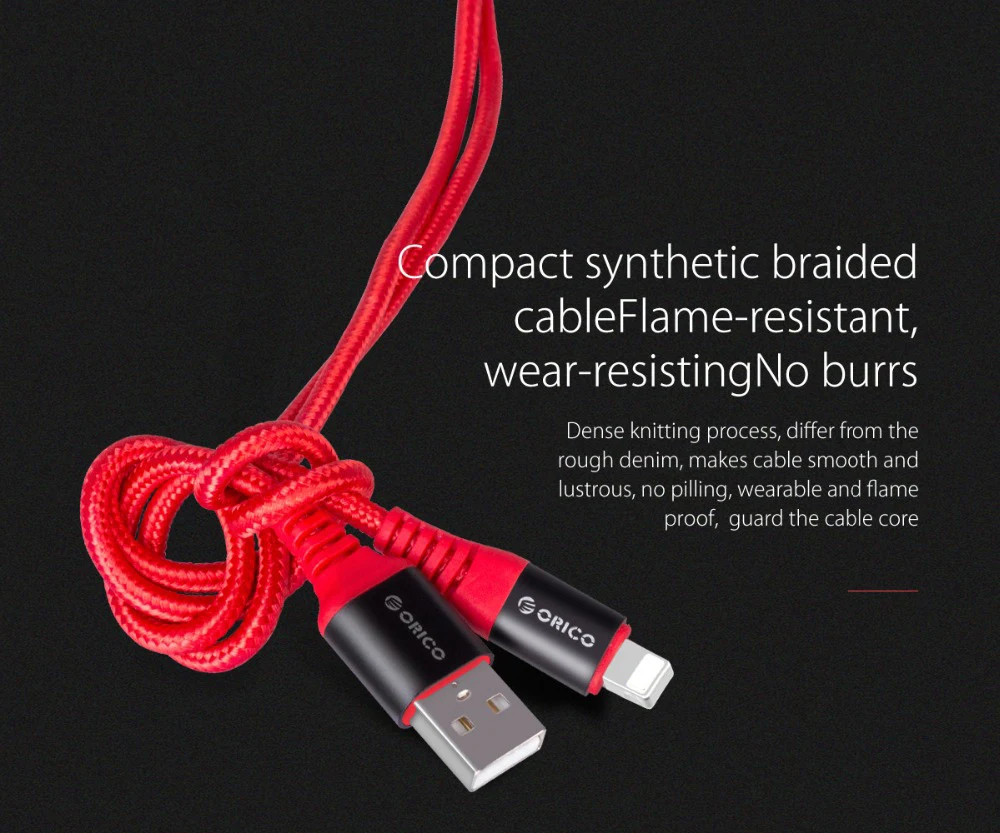 ORICO 2.4A 1M Nylon lighting Cable For iPhone X 8 7 6 5 For iPhone iPad Mobile Fast Charging Charger Cable (8)