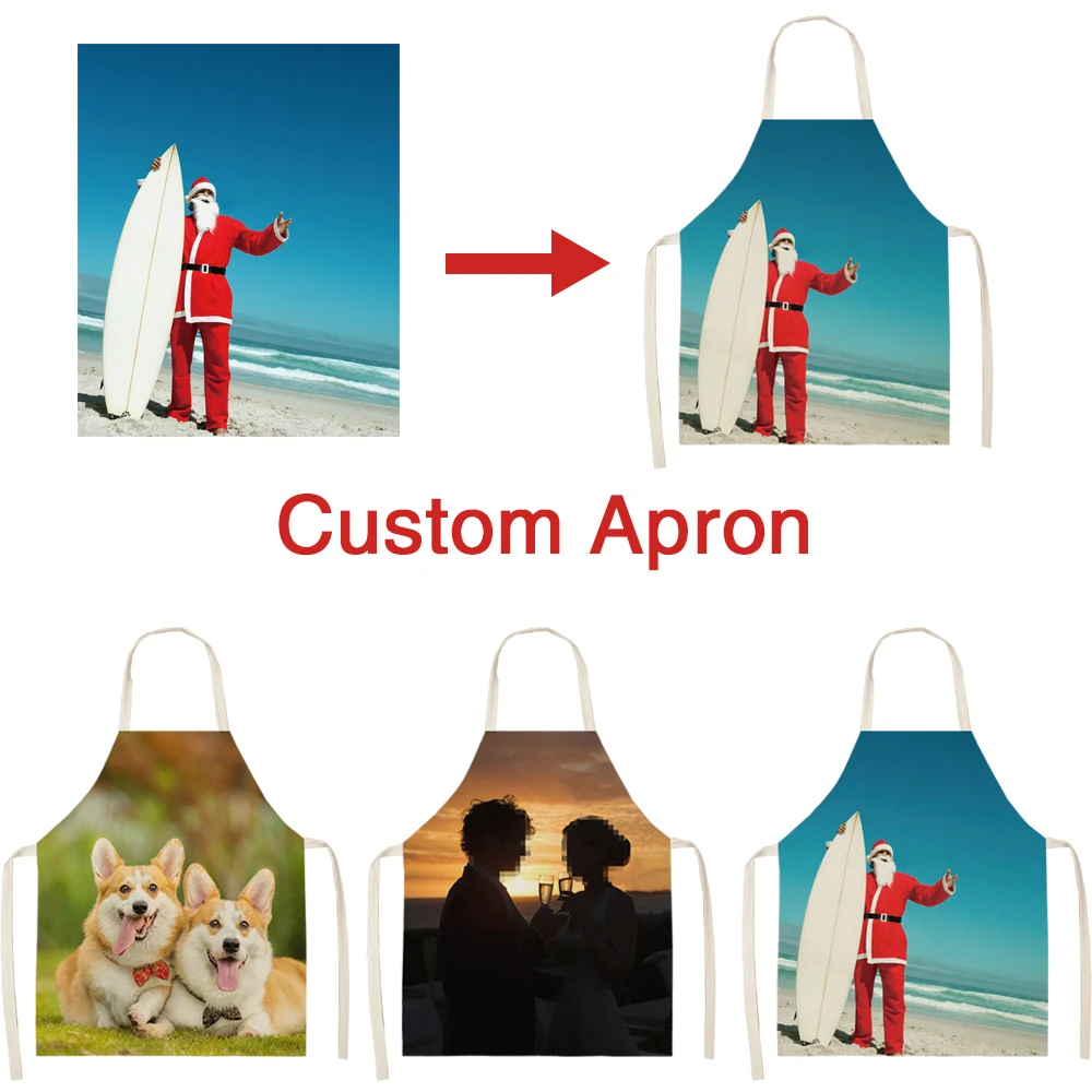 Silstar Tex Customized Photo Aprons Kitchen Linen Apron For Man Woman Crafts Baking Chefs Kitchen Cooking BBQ Drop shipping