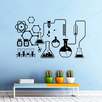 

Science Chemical Lab Vinyl Art Wall Decals for Chemistry School Decoration art Wall Stickers Scientist Office wall stickerHJ10