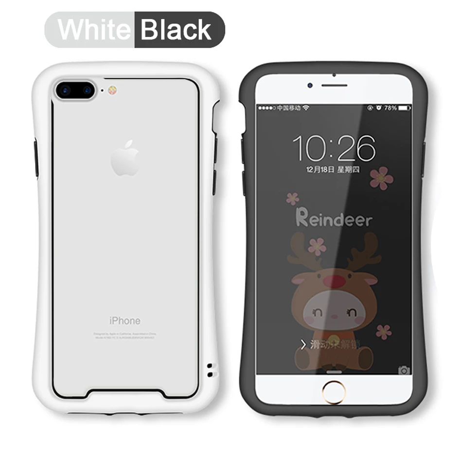 White and Black Мягкий бампер чехол для iPhone 8 Plus ТПУ Силиконовый противоударный чехол для iPhone 7 бампер для iPhone 6 Чехол для iPhone 6S Plus - Цвет: White and Black