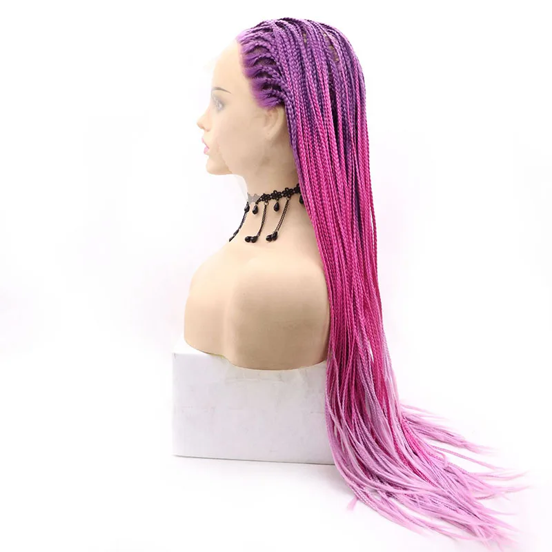 Micro Twist Braided Wigs Rainbow Braids Lace Front Wig Fully Hand