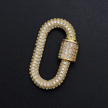 

2pcs/lot 17x28mm CZ Oval Spiral Lock Hook diy Jewelry Clasp Wholesale Factory Sale OEM Order Accept Bracelet Making Clasps