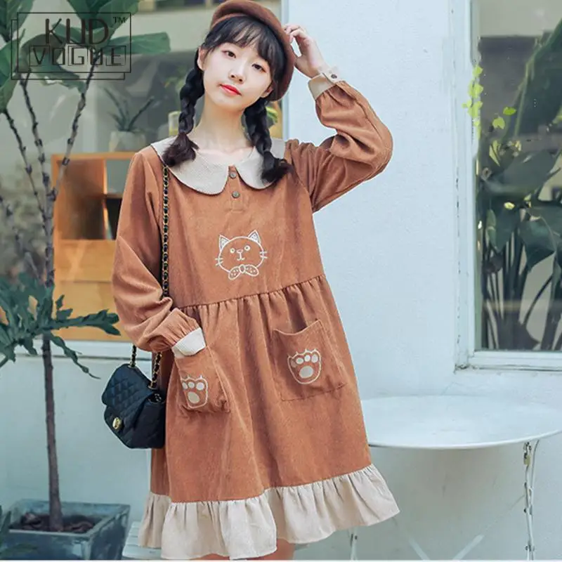 Винтажное платье в стиле Лолиты Harajuku Kawaii Mori Girl японское милое с кукольным