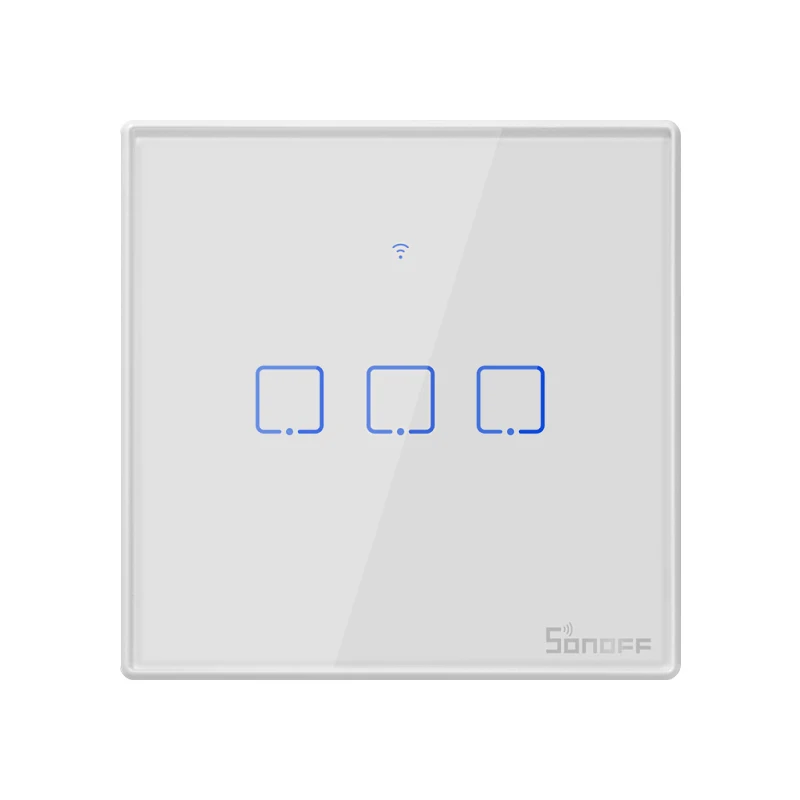 Интеллектуальный выключатель света Sonoff T1/2 SmartWifi настенный сенсорный светильник сенсорный выключатель 1/2/3 Gang Touch/WiFi/приложение пульт Умный домашний контроллер работы с Alexa Google Home - Комплект: T2  EU 3C