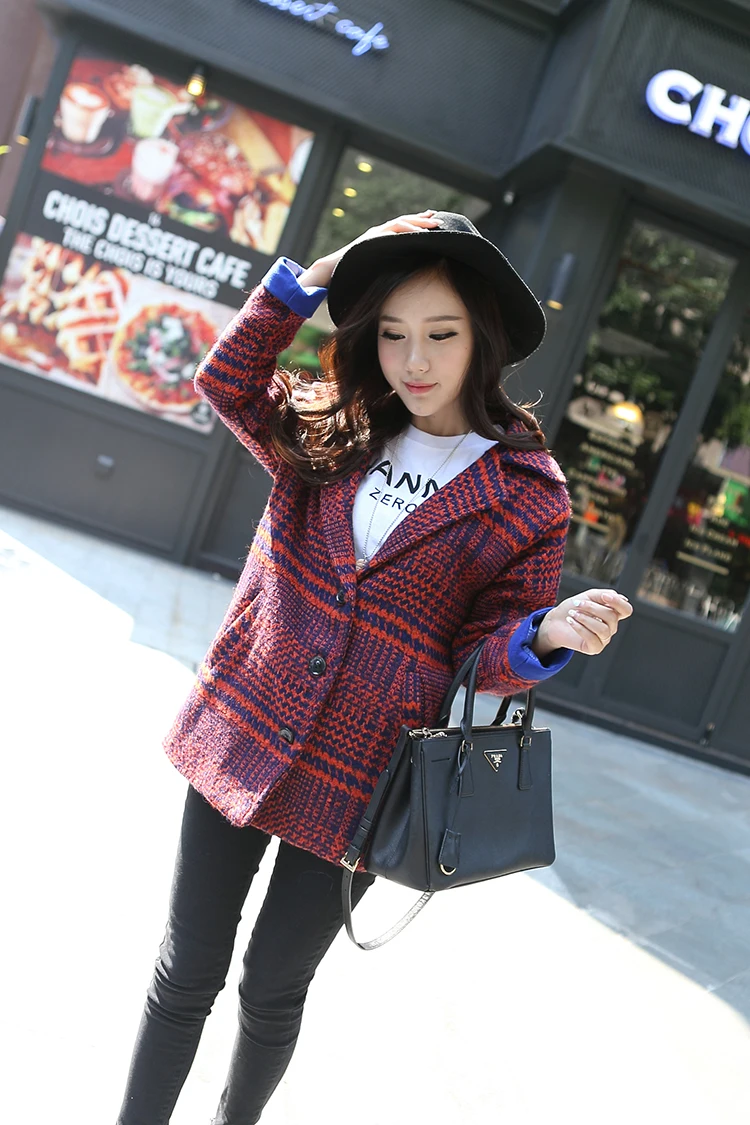 836# шерстяное пальто в красную клетку для фотосессии, Южная Корея, Dvl2019, весна, осень, зима, стиль, женское платье