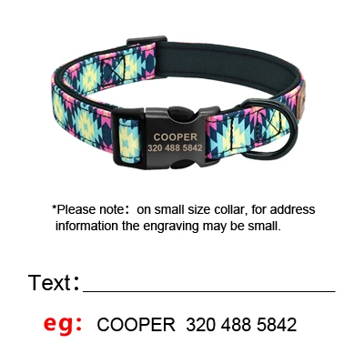 Accessory - Personalised Dog Collar With Leash Nylon Custom Pet ID Collars Colorful Printed Dogs Walking Leash for Small Medium Large Dogs