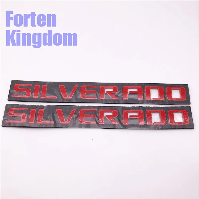Forten kingdom 2 шт. красный цвет слово Silverado автомобиль ABS пластик пользовательские 3D буквы значок имя табличка с эмблемой багажника стикер