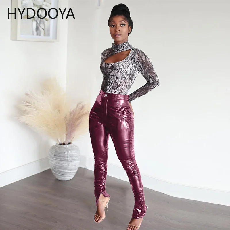 2022 Spring Winter Women's Pants Faux Leather Leggings Causal PU