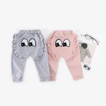 Детские брюки в году, новые осенние стильные штаны в Корейском стиле с вышивкой в виде больших глаз Дети Мода C