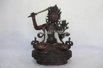 

Free Shipping 18"Tibet Pure Bronze Copper Manjusri Kwan-Yin Guanyin Bodhisattva Buddha Statue