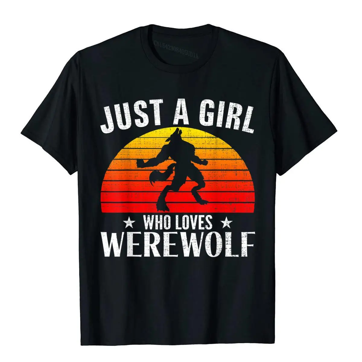 Retro Just A Girl Who Loves Werewolf Funny For Women Gift T-Shirt__B8554black