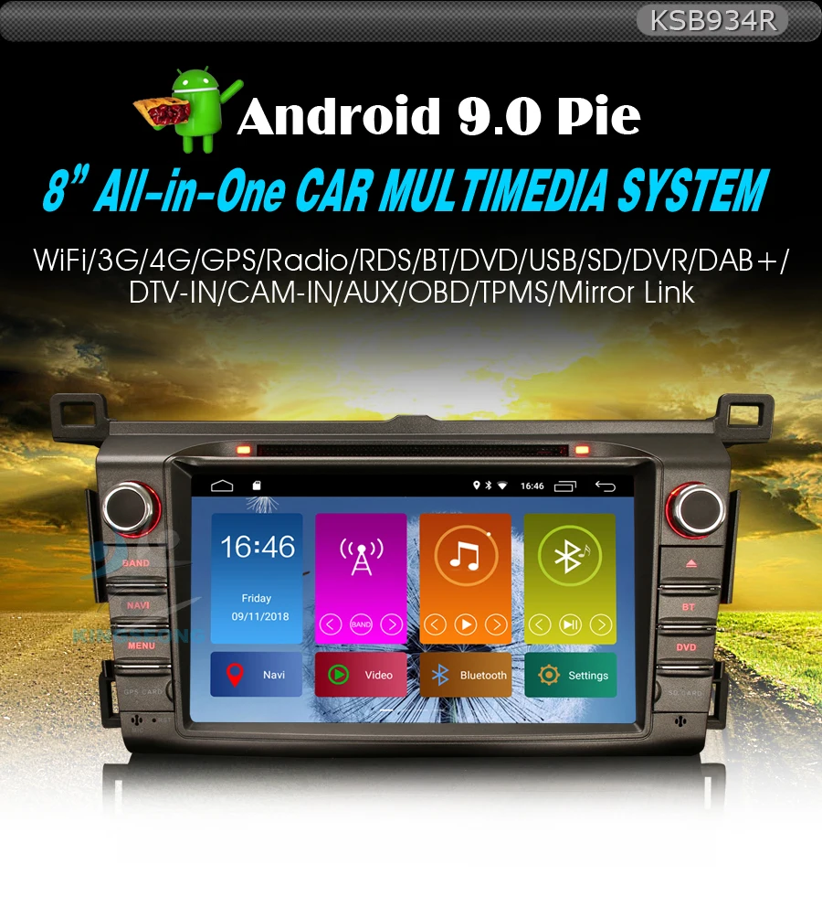 Discount 8 Inch Android 9.0 Car DVD GPS Sat Nav Bluetooth DAB Autoradio for TOYOTA RAV4 2013-2015 with 4G Wifi USB OBD Radio RDS 0