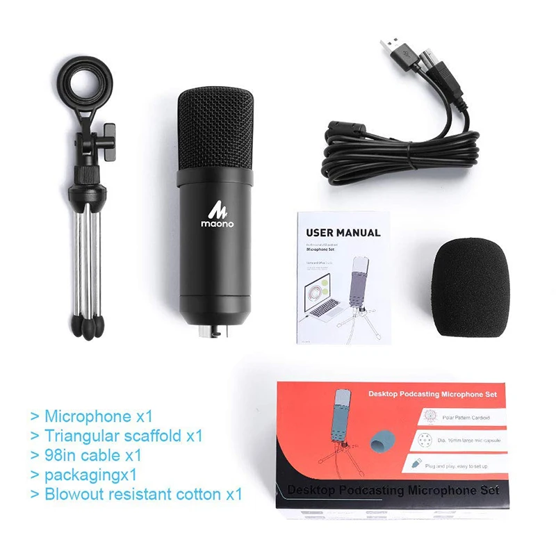 USB Microphone With Tripod Stand MAONO AU-A04TR