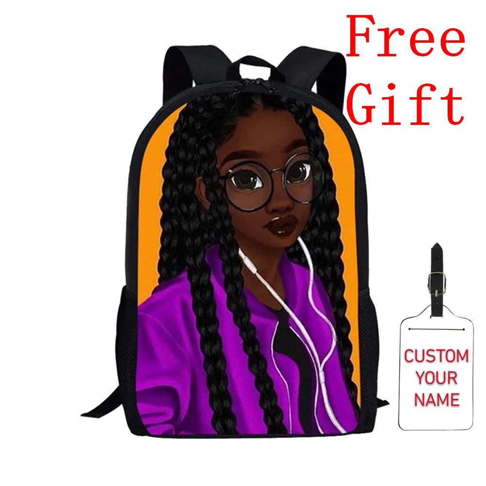 

Big Capacity Teenagers Book Bags Afro Black Girls African Cartoon School Bags For Kids Backpack Children Mochila Escolar Satchel