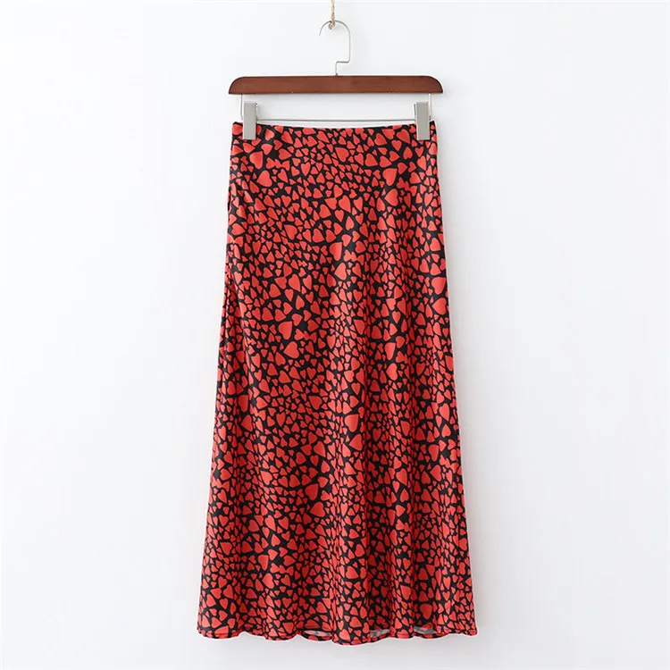 

Cxd-2045 High-waisted Versatile Printed Loose-Fit Sheath Long Skirts