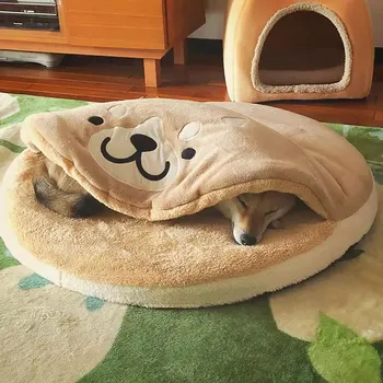 

Round Thick Pet Mat Pet Creative Gong Burning Shiba Inu Pad Short Plush Round Cat And Dog Mat