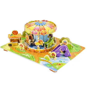 

3D DIY Puzzle Castle Model Cartoon House Assembling Paper Toy Kid Early Learning creative Toys Play with kids together at home