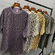 

Hip Hop T-shirt Oversize Harajuku Leopard Graphic T shirts Cotton Retro Tops Tees Men/Womwn Streetwear Summer Vintage Clothing