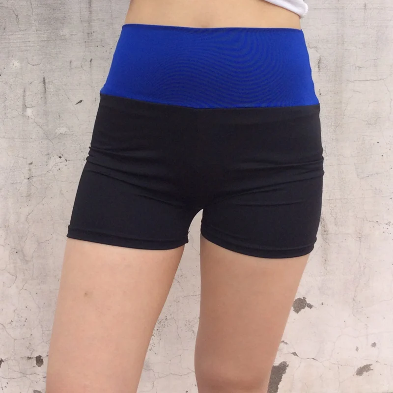 

2019 Waist Stitching Color Middle Waist Ladies High Elastic Sports Yoga Shorts Tight Riding Shorts