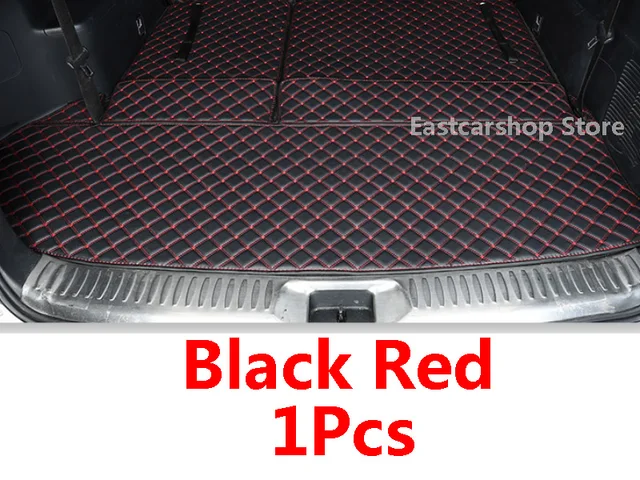 For Toyota Highlander XU70 Kluger 2021 2022 Car All Surrounded Leather Rear Trunk Mat Cargo Boot Liner Tray Rear Boot Luggage Black With Red 1Pcs