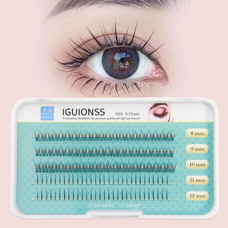 

IGUIONSS 5 rows 183 pcs Eyelashes Single Cluster Self-Grafting Fairy lashes Fishtail lashes Design 8-12mm Mixed Packaging C Curl