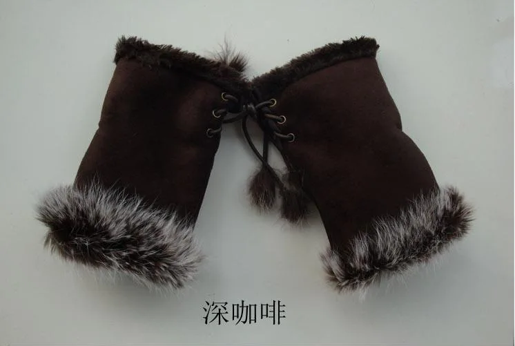 10 шт., женские зимние перчатки без пальцев с искусственным кроличьим мехом, теплые качественные модные дизайнерские Имитация меха кролика