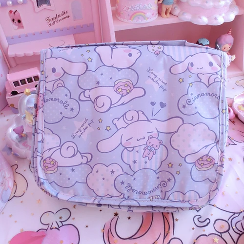 Мультфильм Япония hello kitty My Melody Cinnamoroll pompomparin женская косметичка для хранения путешествия мешок мыть сумки девушка макияж сумки - Цвет: Бежевый